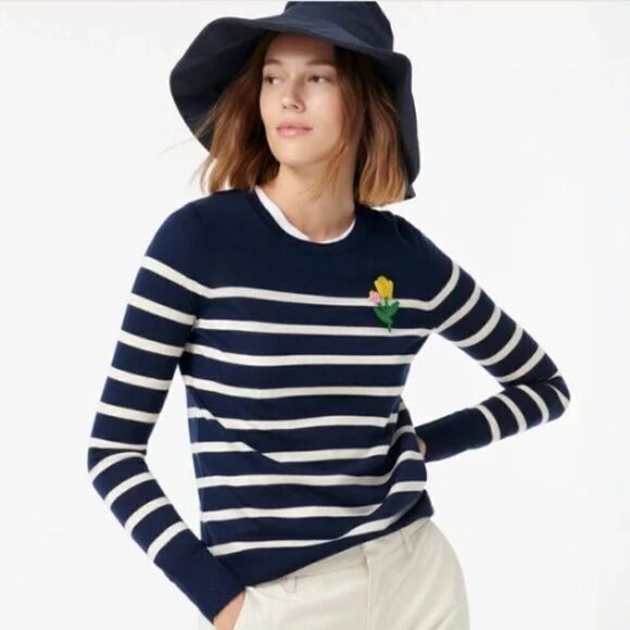 J. Crew Sweaters - J.Crew Margot crewneck sweater with crochet flower